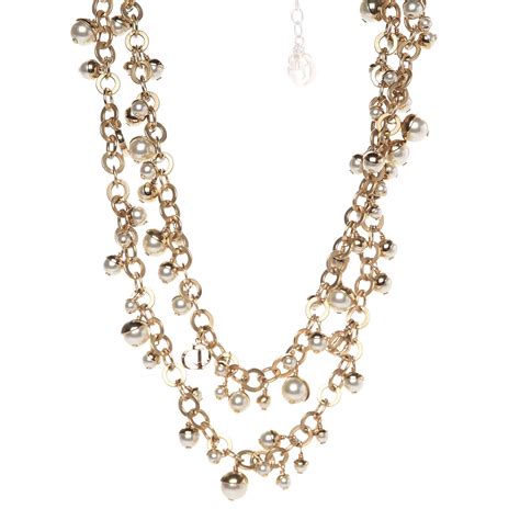 dior gold pearl necklace|christian Dior chunky necklace.